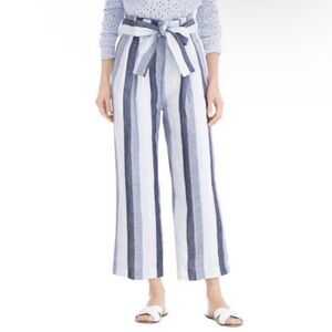 Jcrew Point Sur Paper Bag Stripped Linen Pants in Blue Ivory White Style L2457